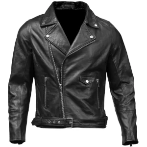 Men's Biker Zipper Black Leather Jacket