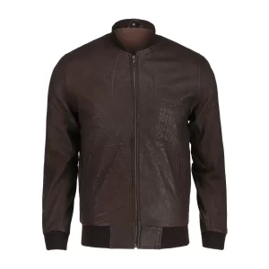 Men's Bomber Brown Real Leather Jacket