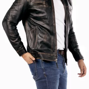 Men's Casual Vintage Black Leather Jacket