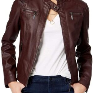 Biker Dark Brown Leather Jacket for Women